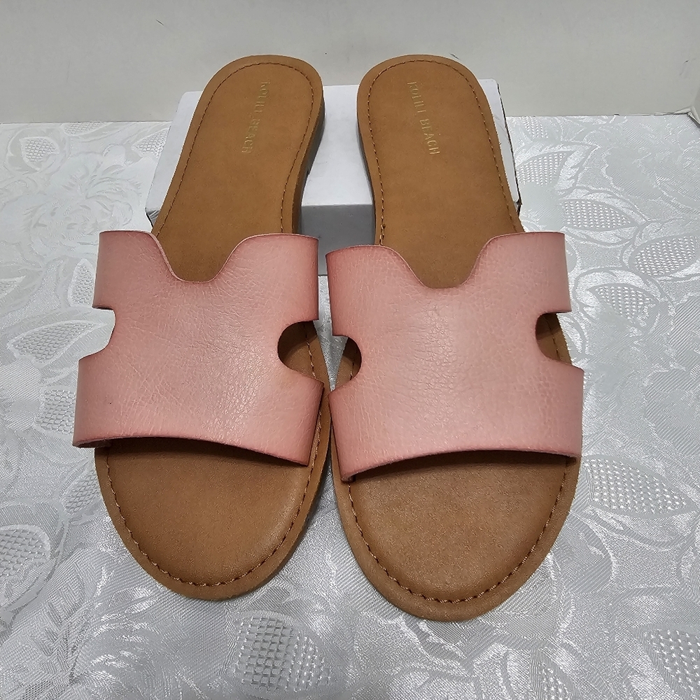 Kolili Beach Women's Flat Pink Slide Sandals Summer Beach Sz 10